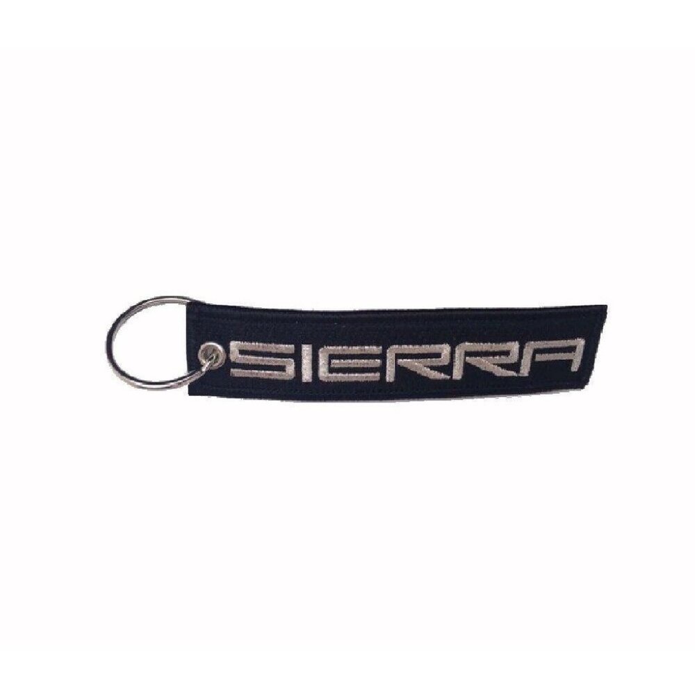 GMC Sierra Black-Silver Key Chain Fob Embroidered Key Locator - NEW Fast Ship